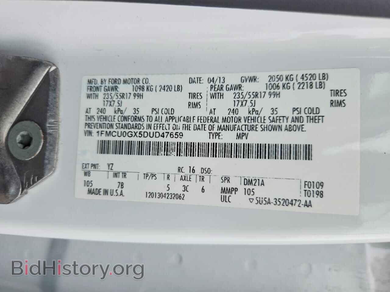 2013 FORD ESCAPE - VIN: 1FMCU0GX5DUD47659 - Photo 13