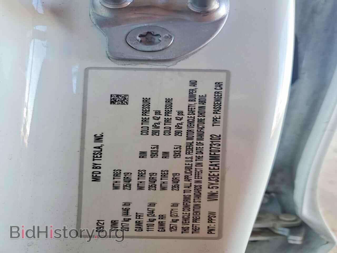 2021 TESLA MODEL 3 - VIN: 5YJ3E1EA1MF073102 - Фото 12