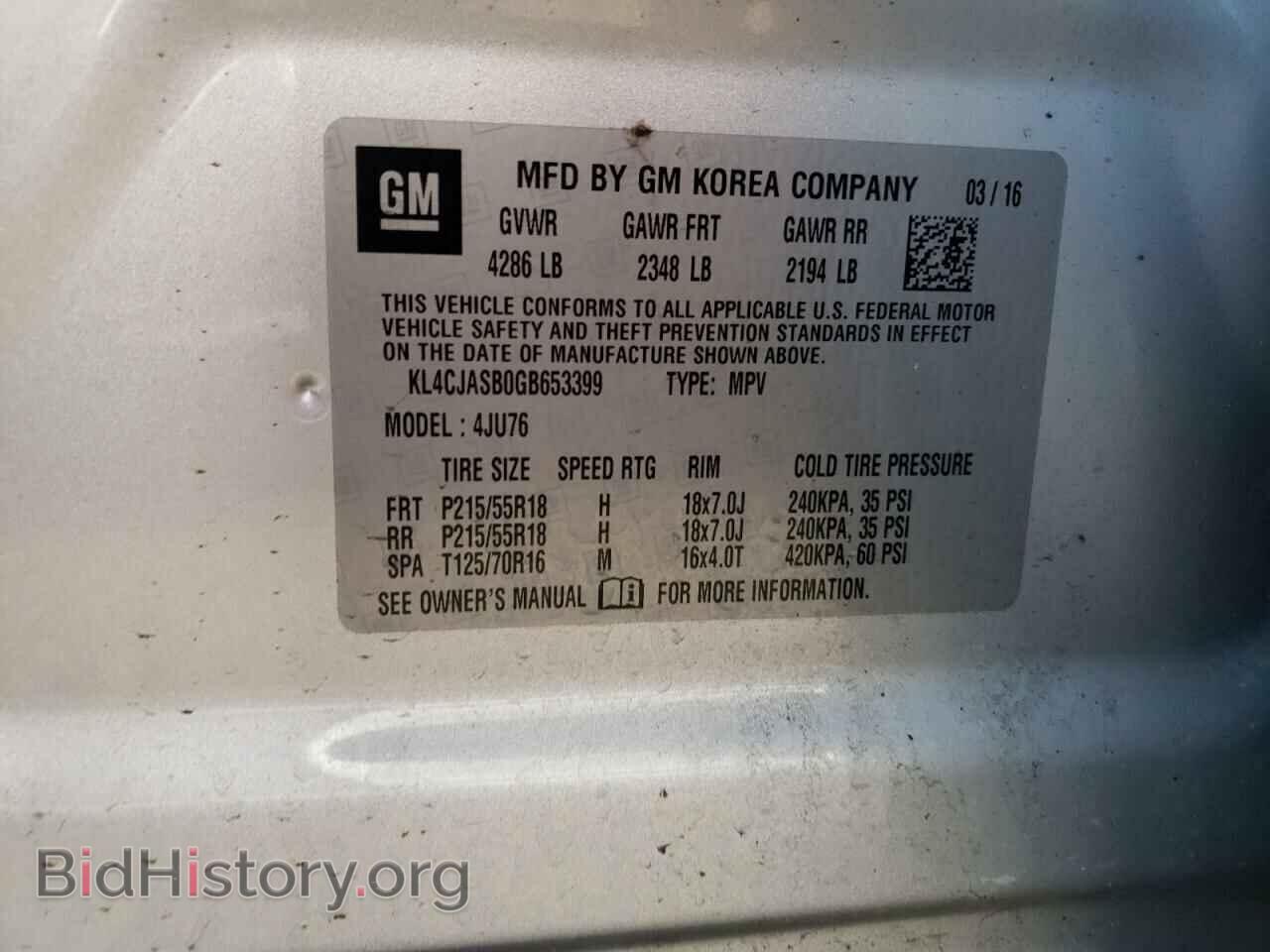 2016 BUICK ENCORE - VIN: KL4CJASB0GB653399 - Фото 10