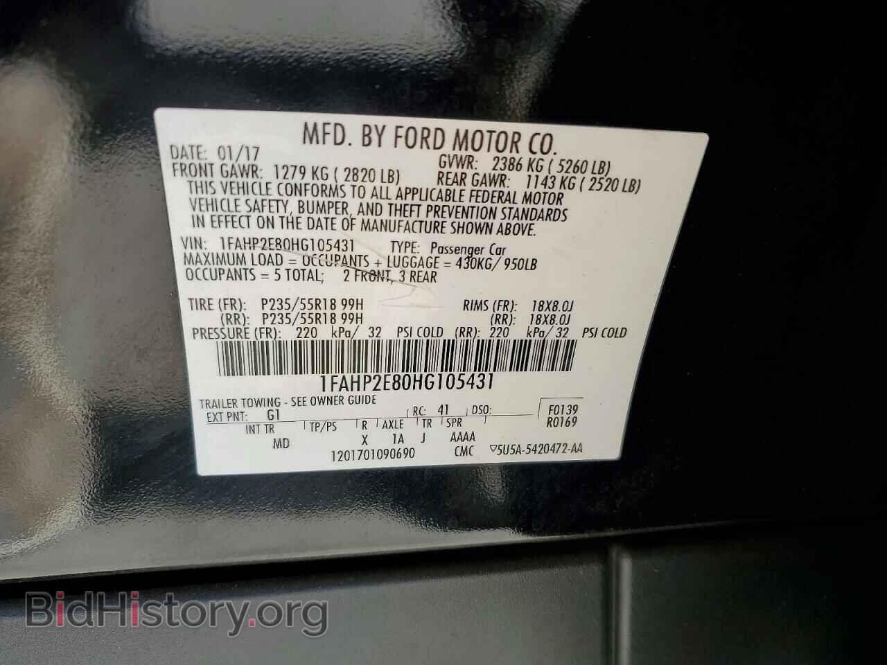 2017 FORD TAURUS - VIN: 1FAHP2E80HG105431 - Photo 12