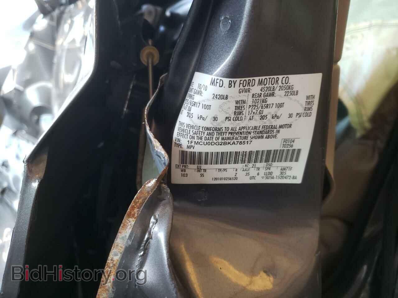 2011 FORD ESCAPE - VIN: 1FMCU0DG2BKA78517 - Фото 10
