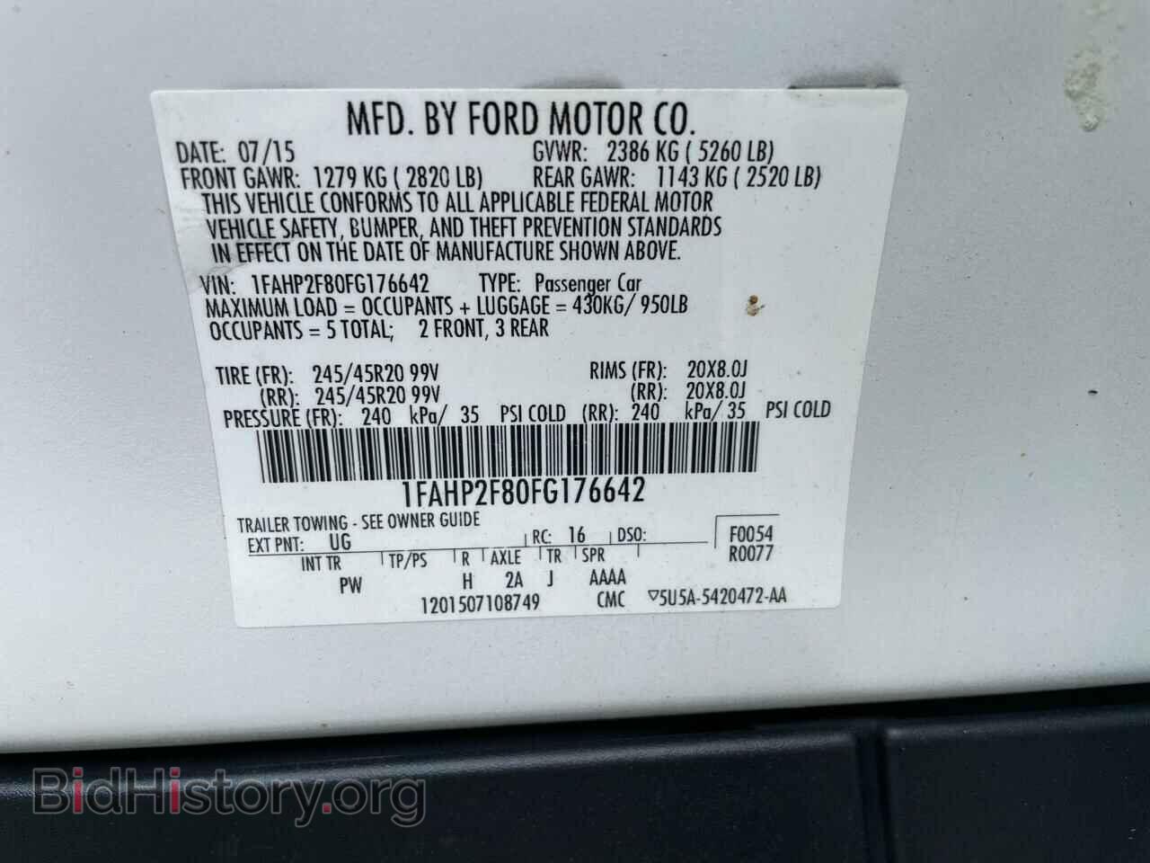 2015 FORD TAURUS - VIN: 1FAHP2F80FG176642 - Фото 10