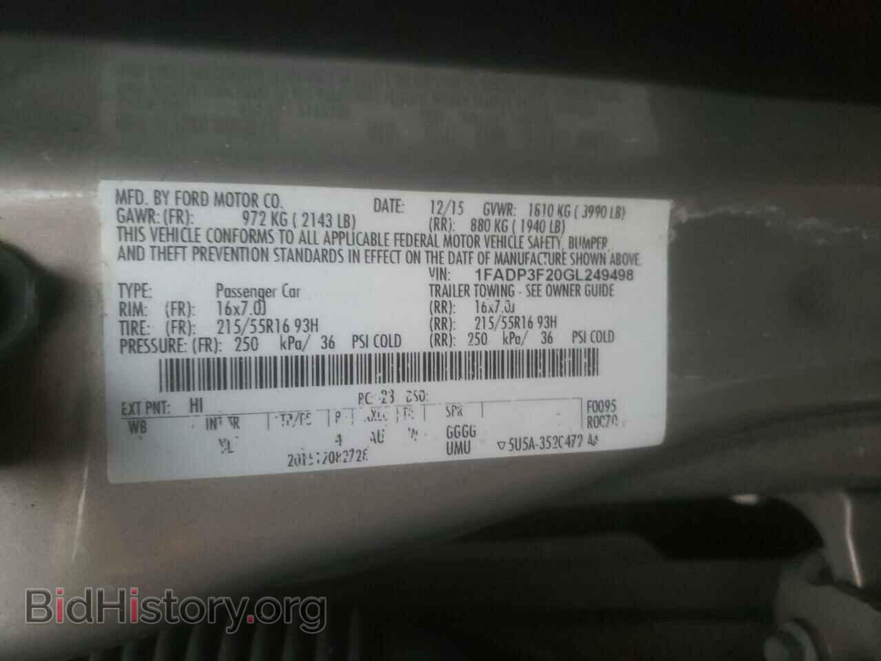 2016 FORD FOCUS - VIN: 1FADP3F20GL249498 - Фото 10