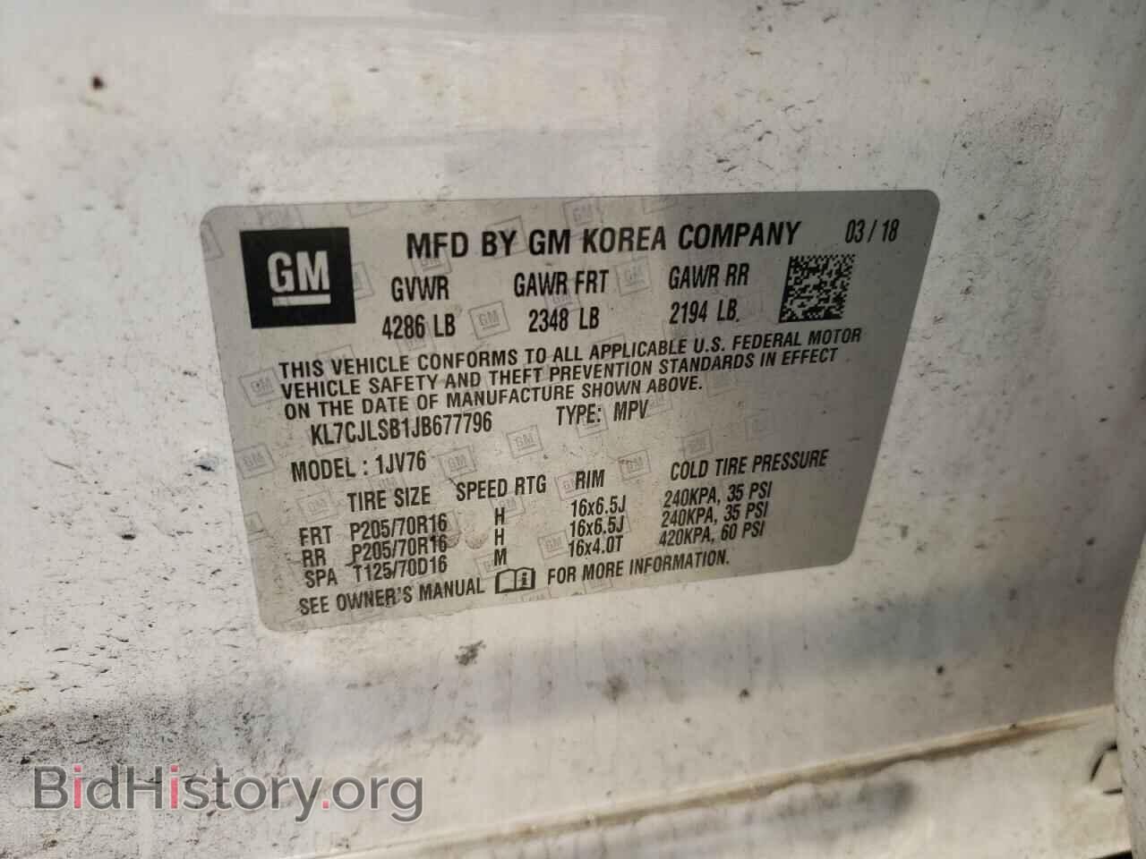 2018 CHEVROLET TRAX - VIN: KL7CJLSB1JB677796 - Фото 10