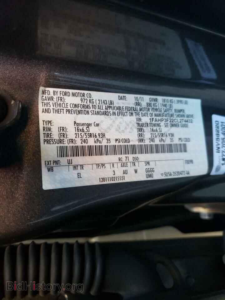 2012 FORD FOCUS - VIN: 1FAHP3F22CL274432 - Фото 10