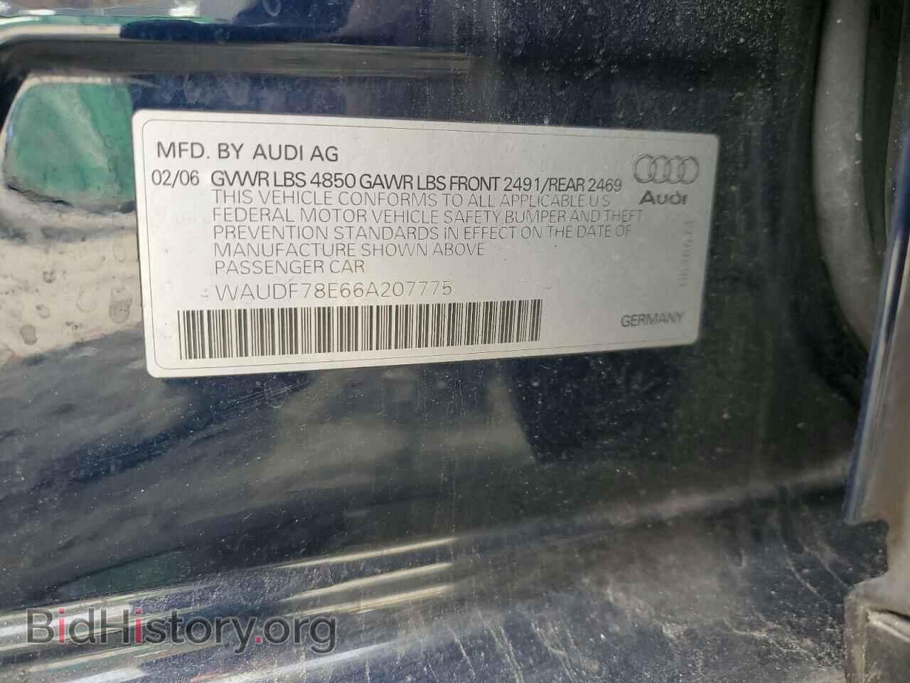 2006 AUDI A4 - VIN: WAUDF78E66A207775 - Фото 10