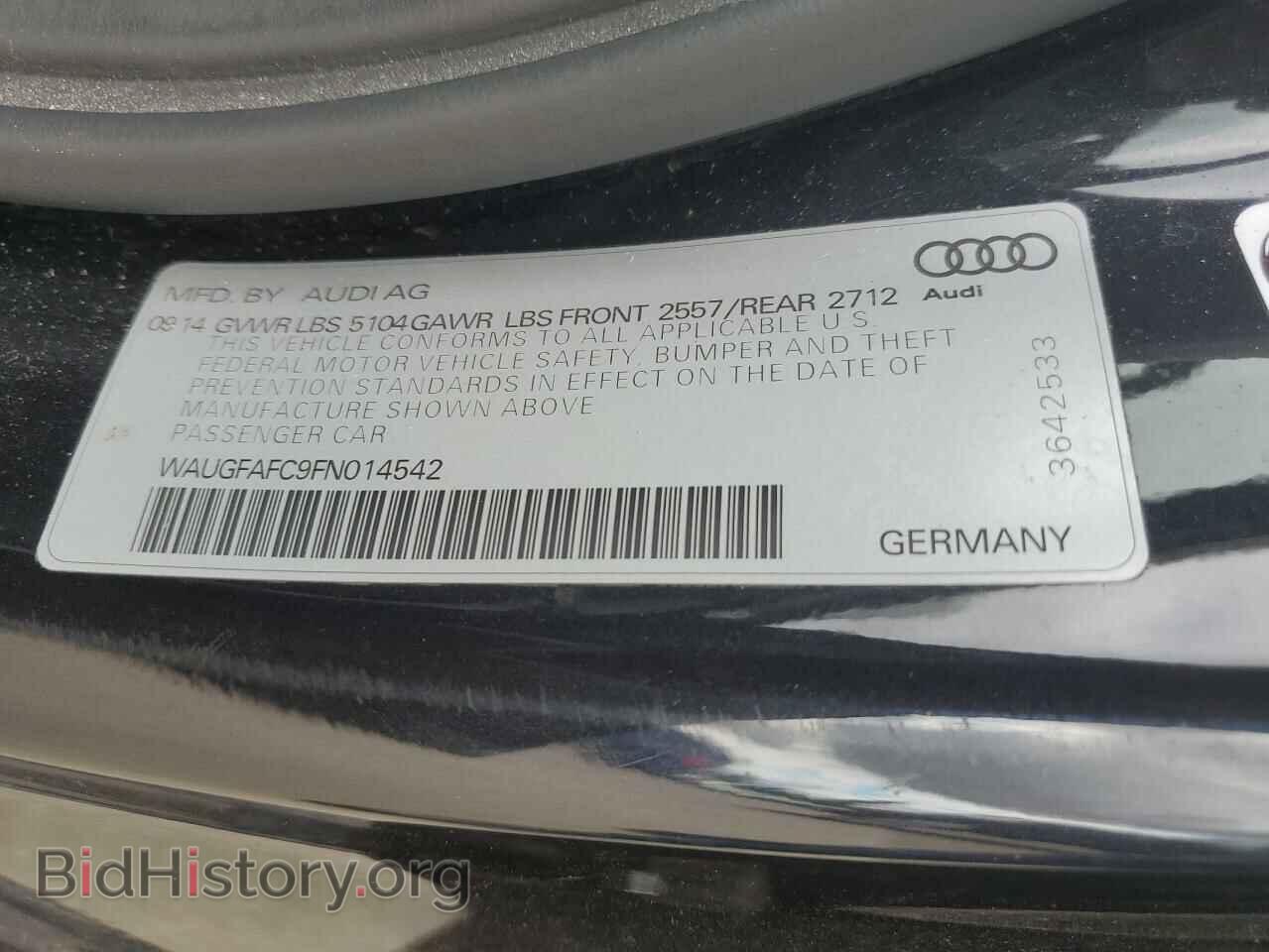 2015 AUDI A6 - VIN: WAUGFAFC9FN014542 - Фото 12