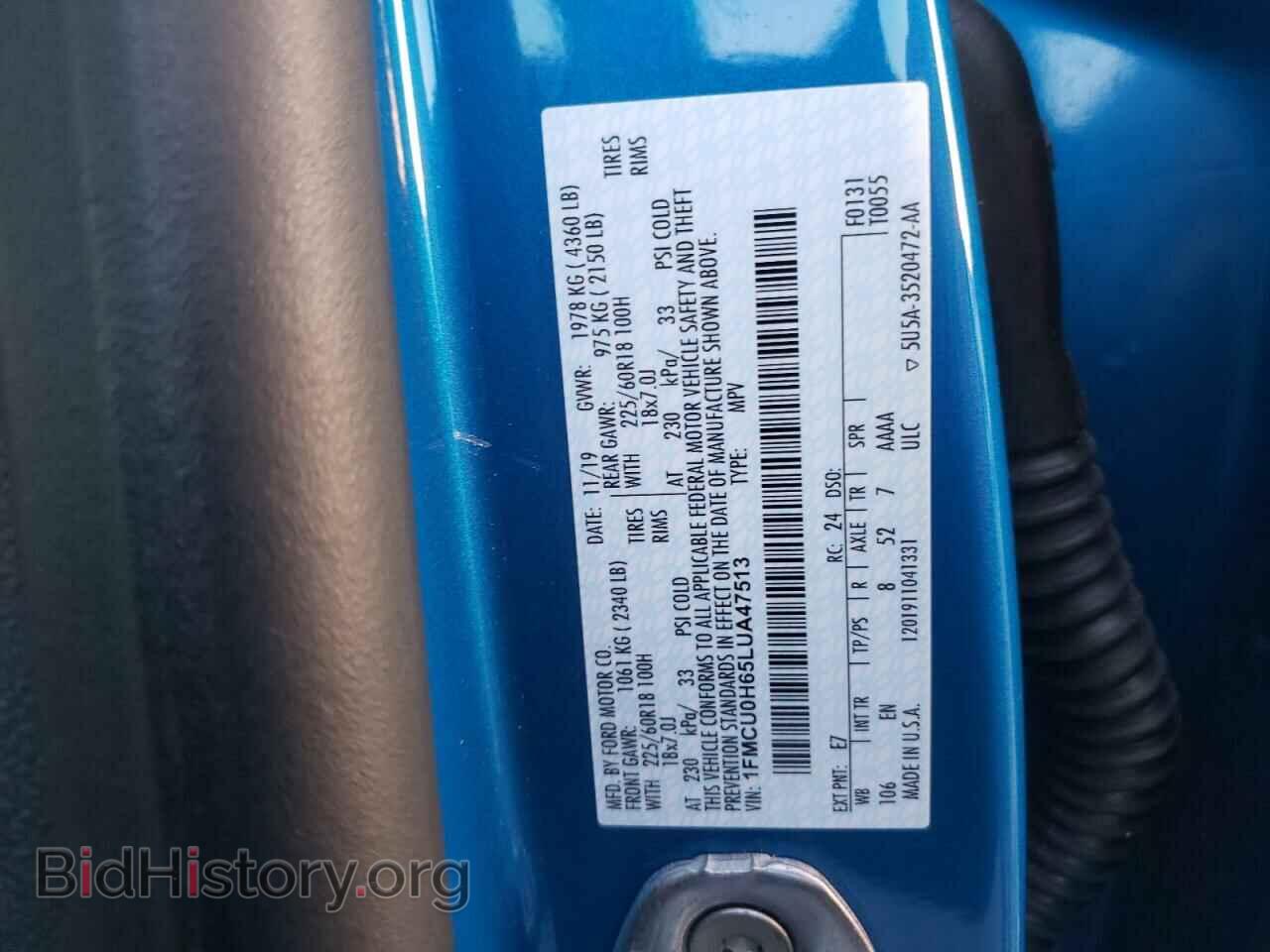 2020 FORD ESCAPE - VIN: 1FMCU0H65LUA47513 - Фото 10