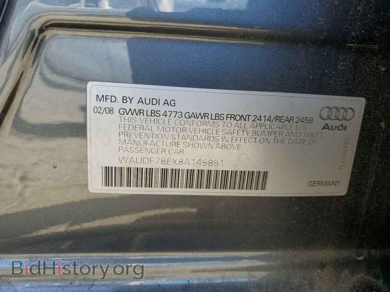 2008 AUDI A4 - VIN: WAUDF78EX8A145851 - Фото 13