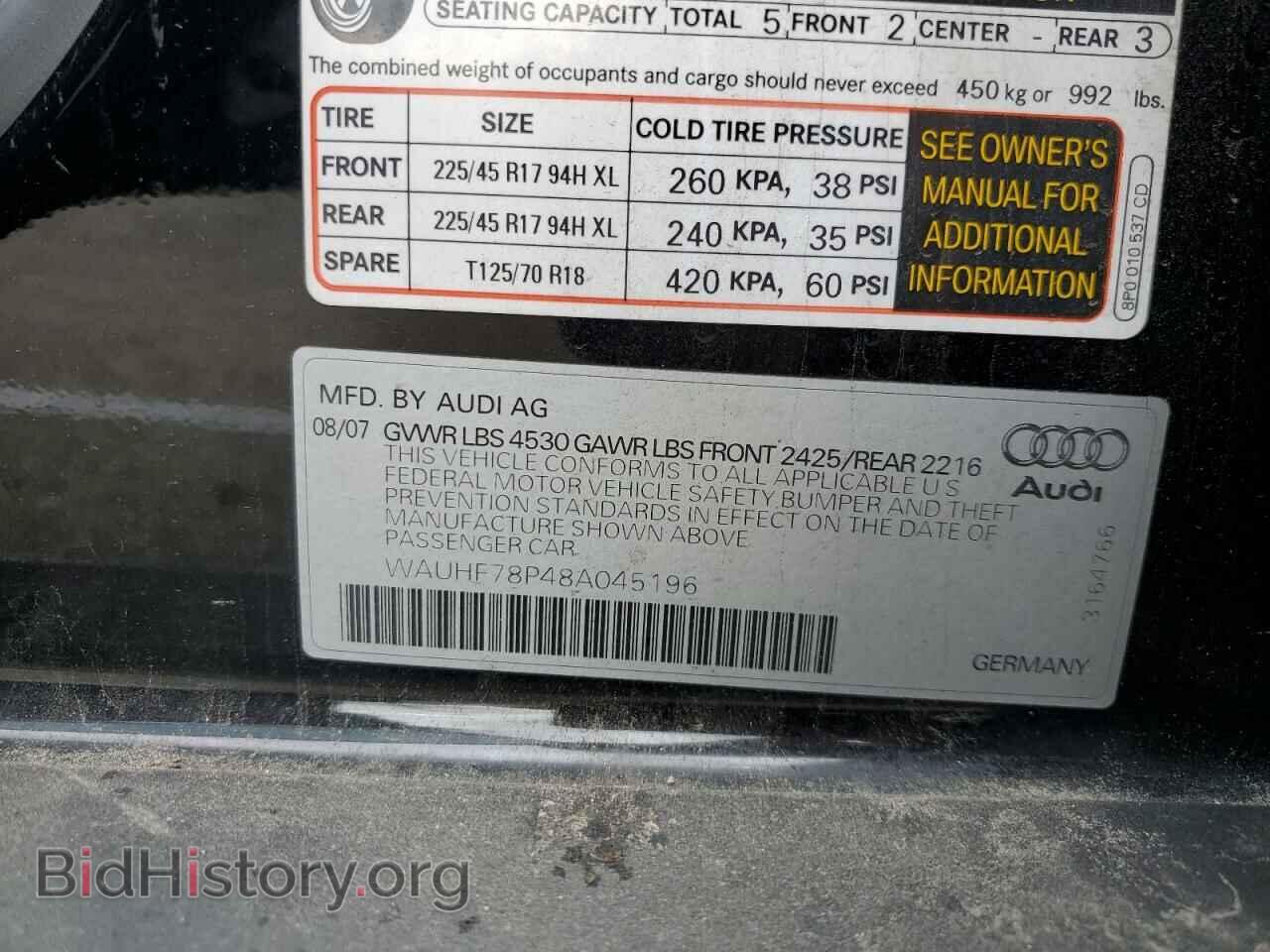 2008 AUDI A3 - VIN: WAUHF78P48A045196 - Фото 10