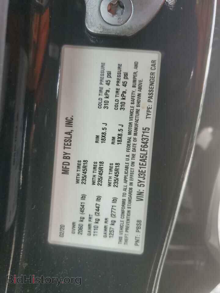 2020 TESLA MODEL 3 - VIN: 5YJ3E1EA5LF643715 - Photo 12