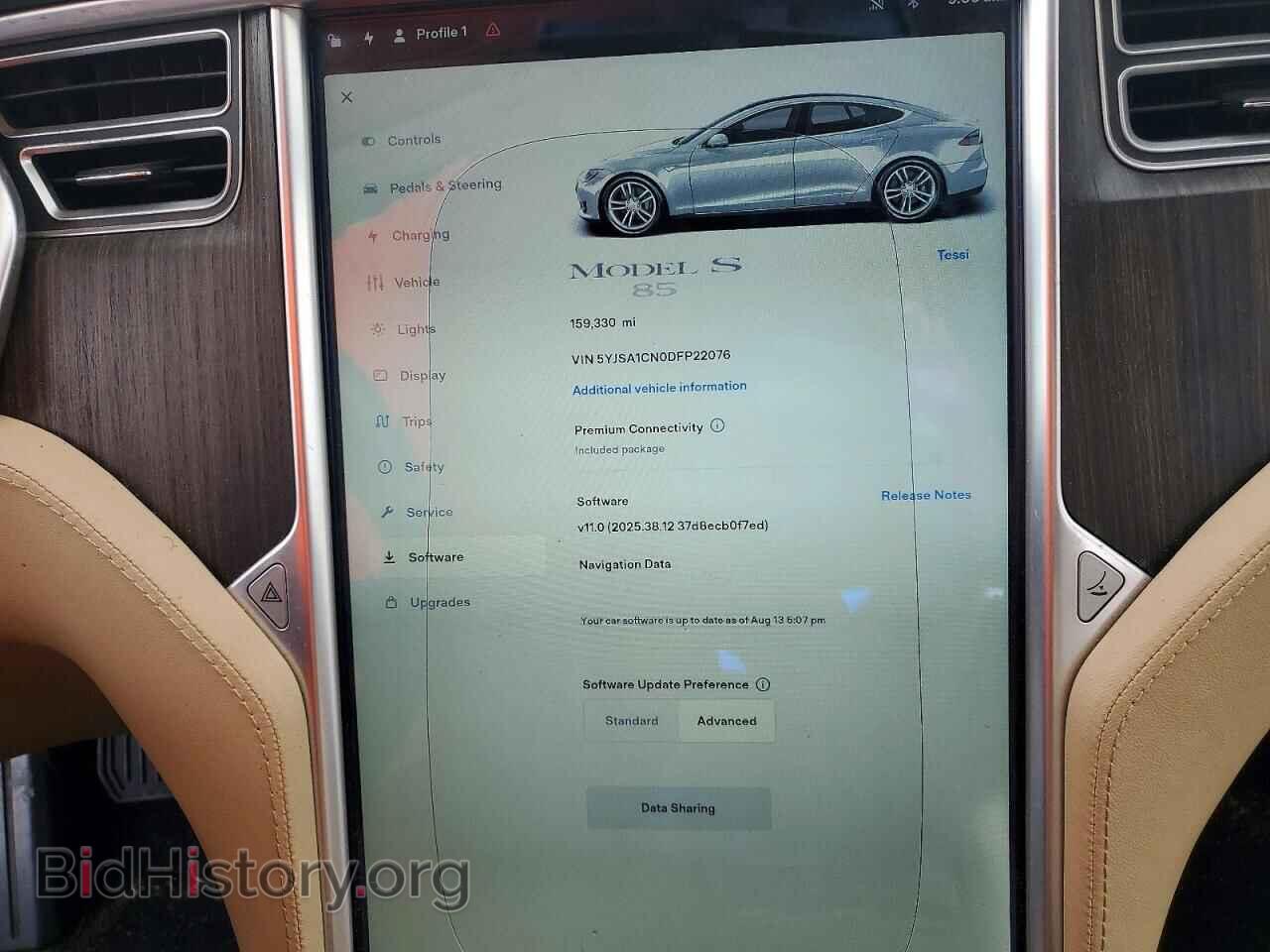 2013 TESLA MODEL S - VIN: 5YJSA1CN0DFP22076 - Photo 9
