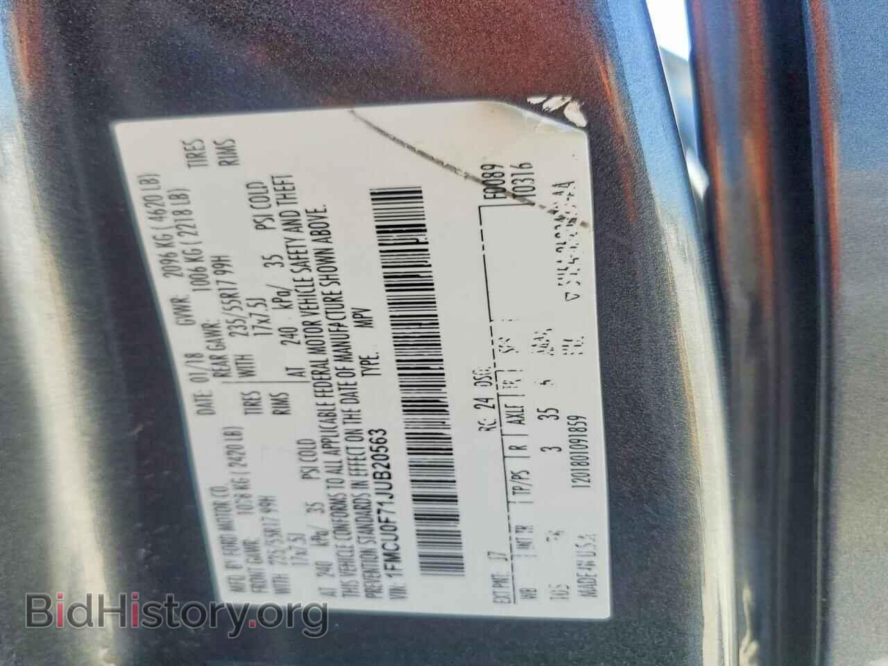 2018 FORD ESCAPE - VIN: 1FMCU0F71JUB20563 - Photo 13