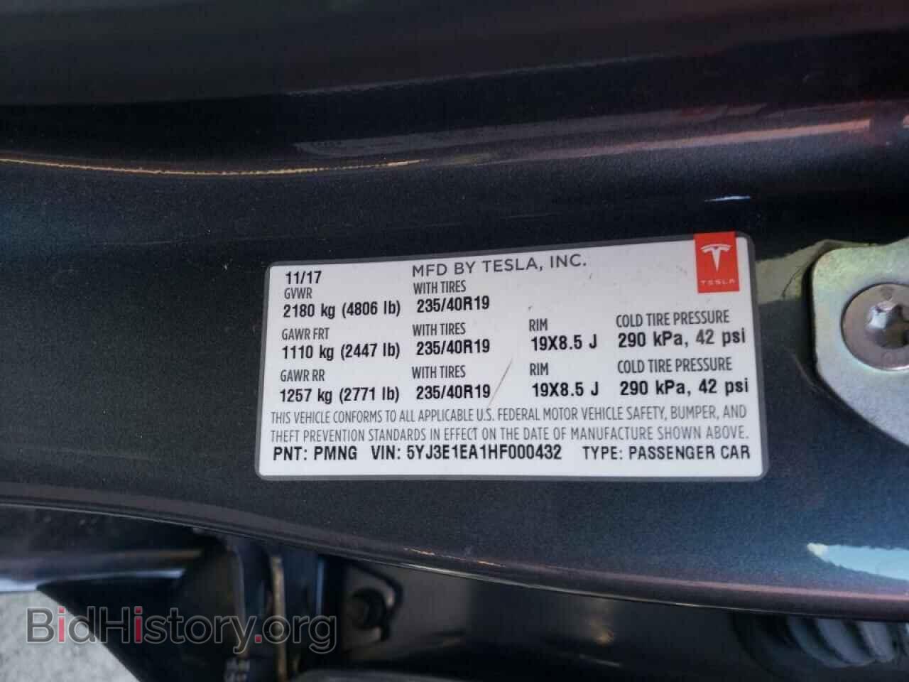 2017 TESLA MODEL 3 - VIN: 5YJ3E1EA1HF000432 - Фото 10