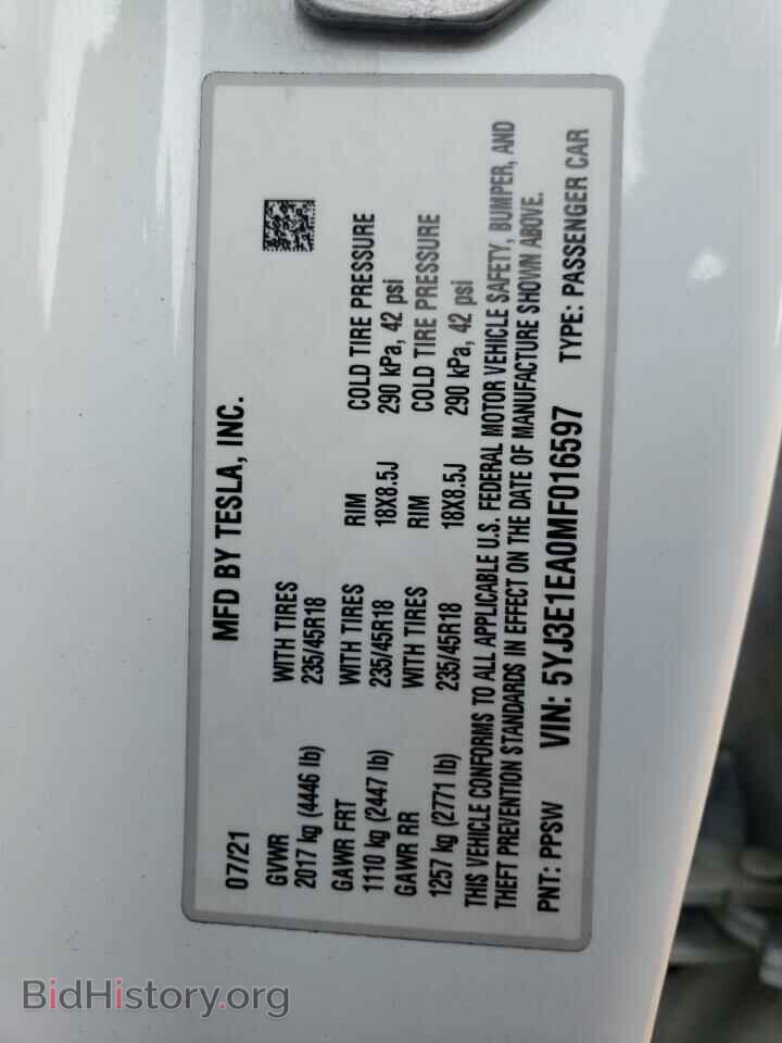 2021 TESLA MODEL 3 - VIN: 5YJ3E1EA0MF016597 - Фото 12