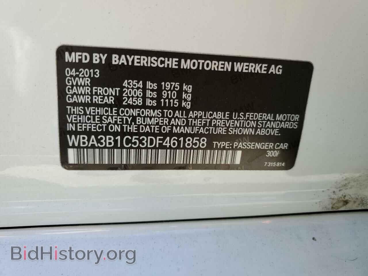 2013 BMW 3 SERIES - VIN: WBA3B1C53DF461858 - Фото 13