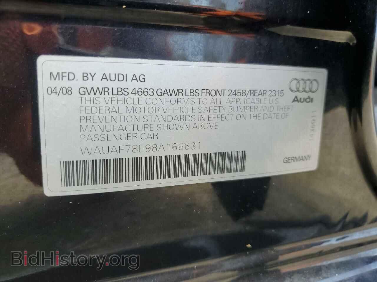 2008 AUDI A4 - VIN: WAUAF78E98A166631 - Фото 13