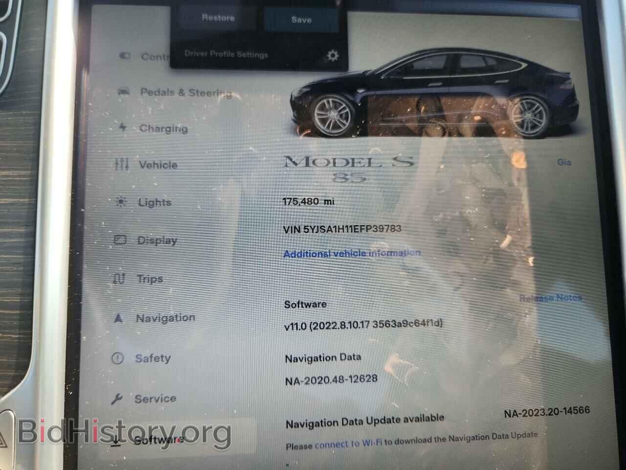 2014 TESLA MODEL S - VIN: 5YJSA1H11EFP39783 - Фото 9