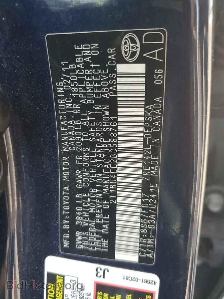 2011 TOYOTA COROLLA - VIN: 2T1BU4EE2BC588761 - Фото 12