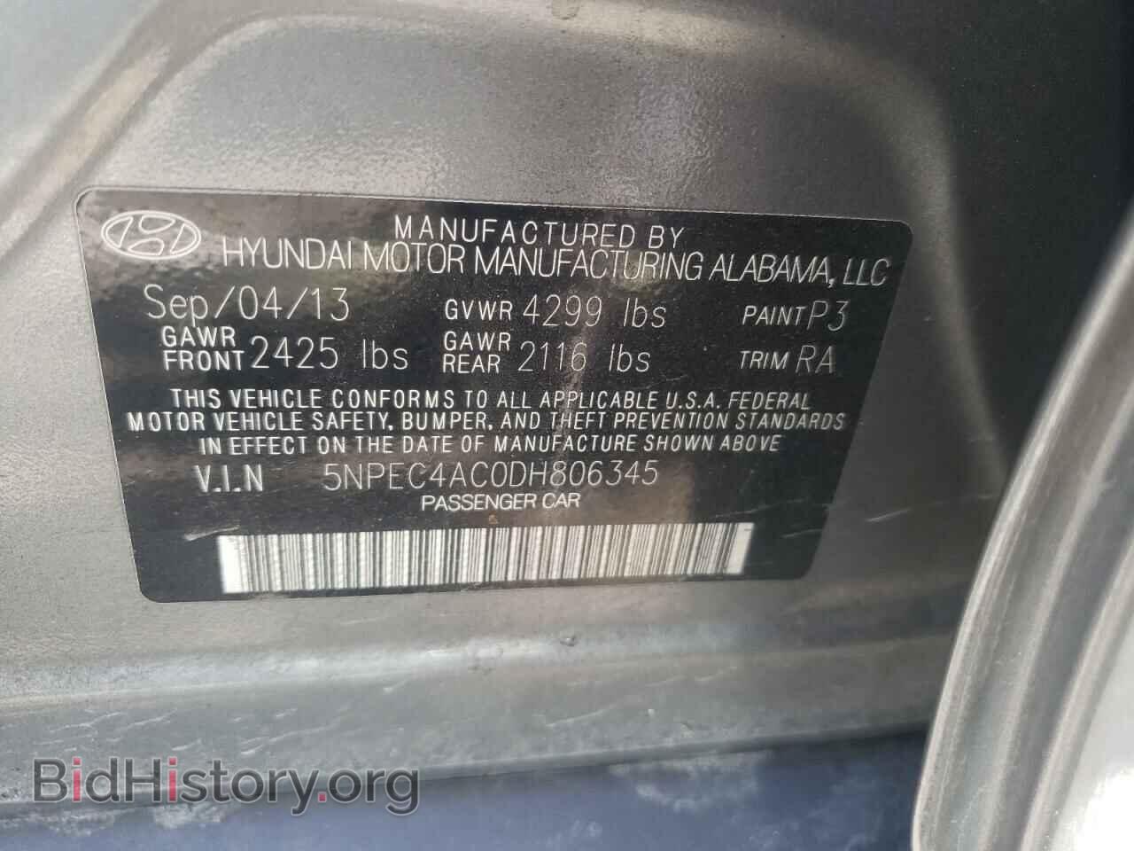 2013 HYUNDAI SONATA - VIN: 5NPEC4AC0DH806345 - Photo 10