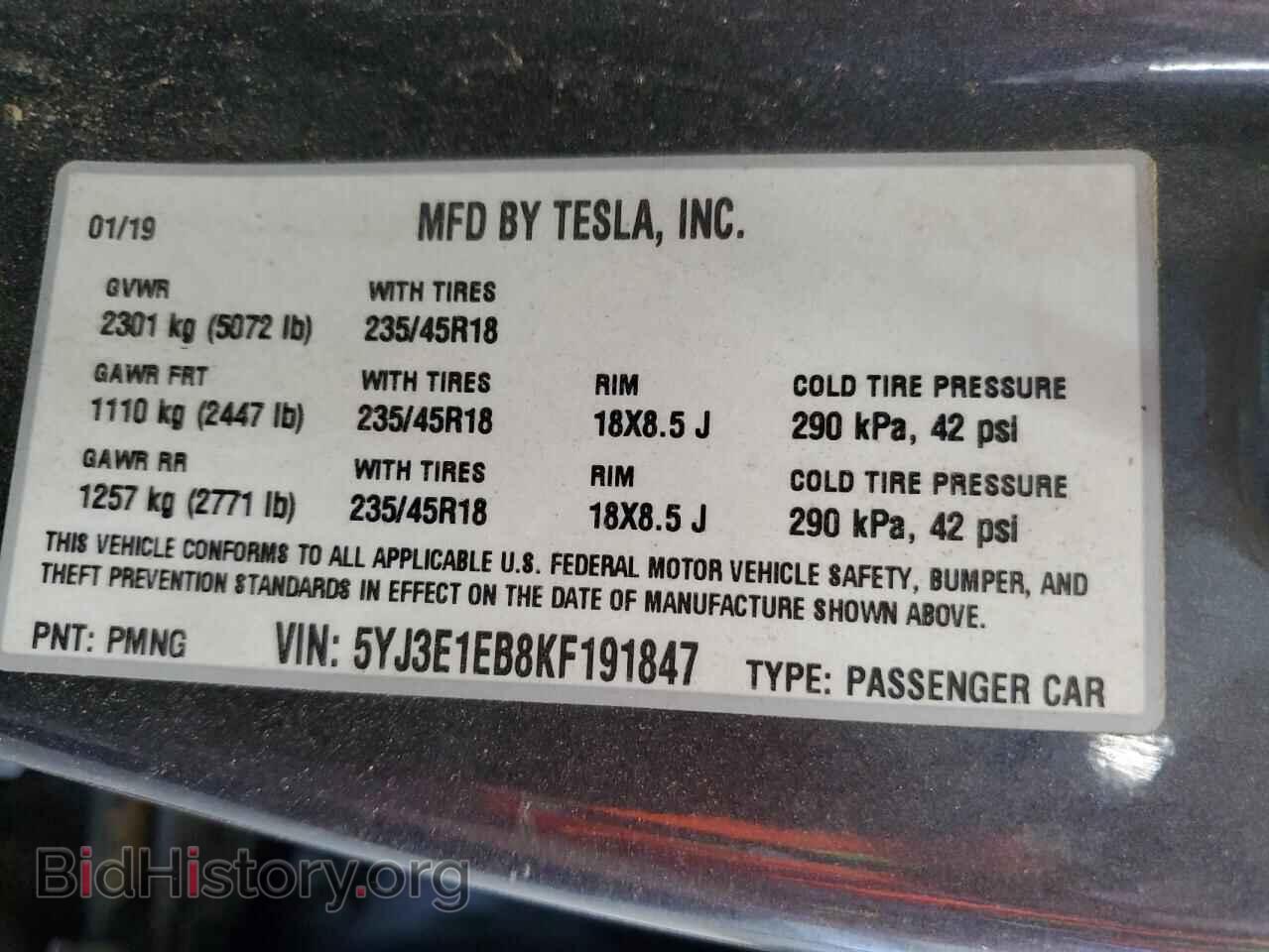 2019 TESLA MODEL 3 - VIN: 5YJ3E1EB8KF191847 - Фото 13