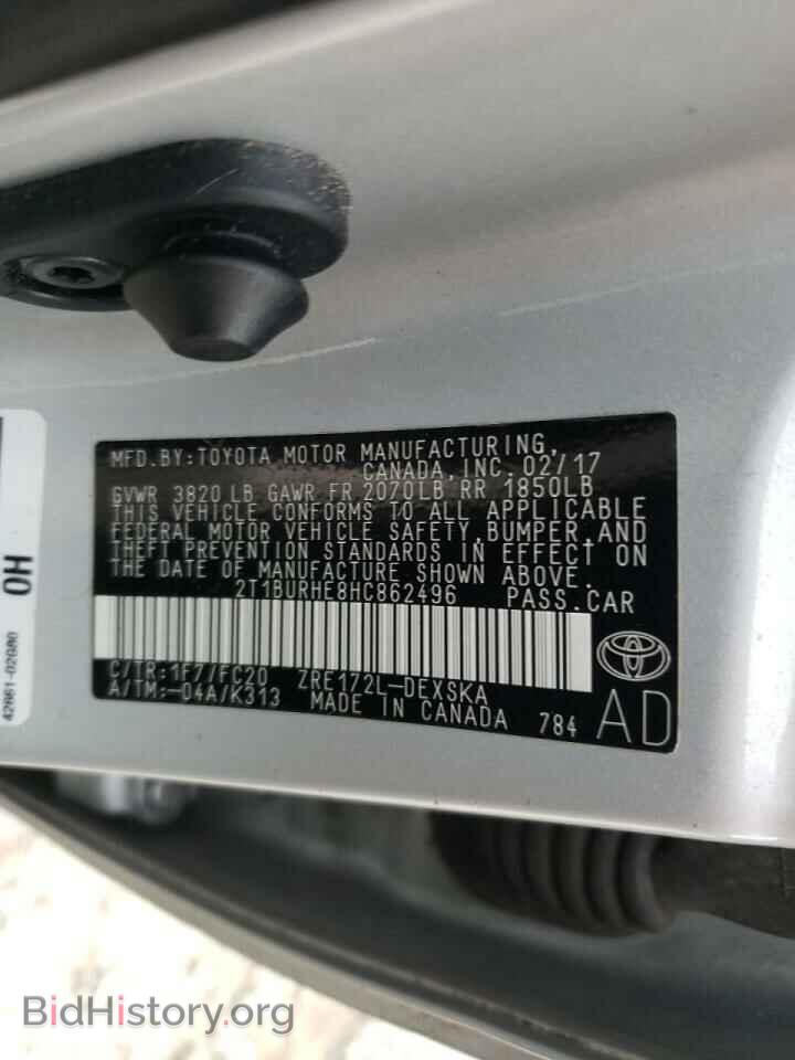 2017 TOYOTA COROLLA - VIN: 2T1BURHE8HC862496 - Фото 10