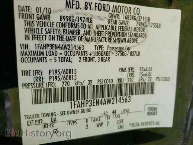2010 FORD FOCUS - VIN: 1FAHP3EN4AW214563 - Фото 10