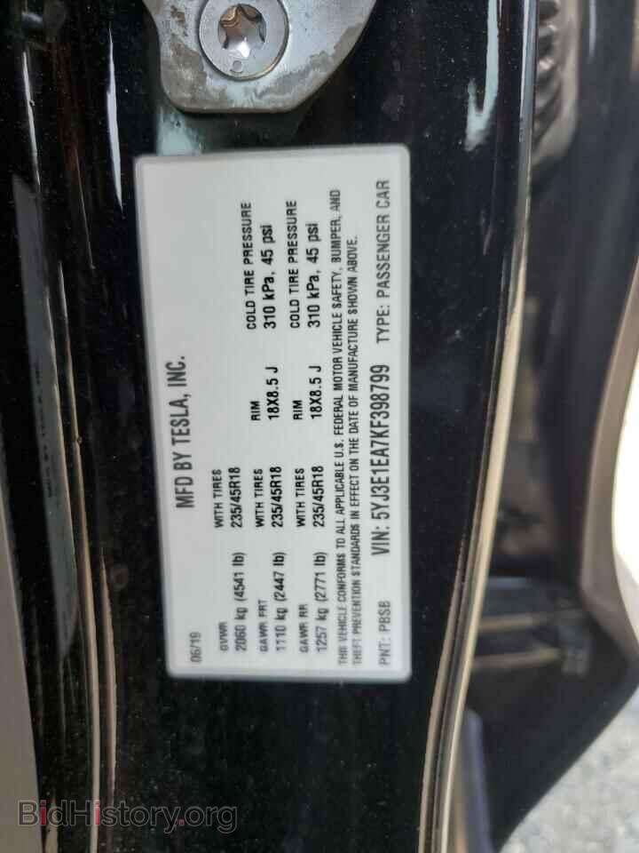 2019 TESLA MODEL 3 - VIN: 5YJ3E1EA7KF398799 - Photo 12