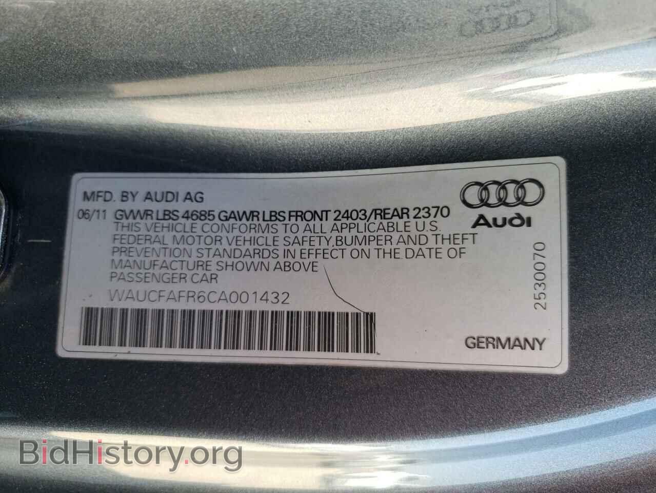 2012 AUDI A5 - VIN: WAUCFAFR6CA001432 - Photo 10