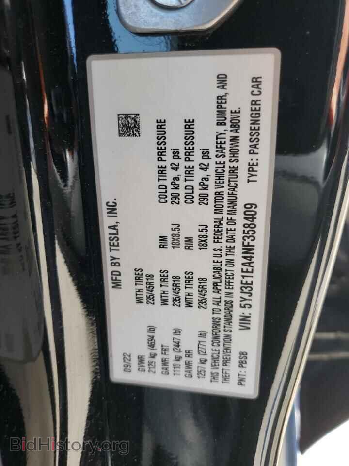 2022 TESLA MODEL 3 - VIN: 5YJ3E1EA4NF358409 - Photo 12