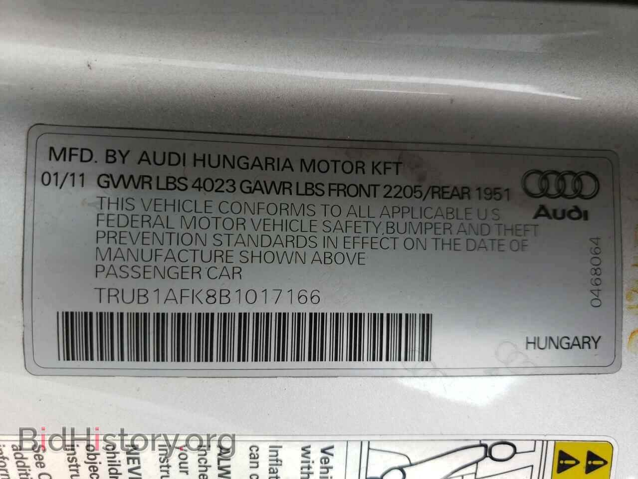 2011 AUDI TTS - VIN: TRUB1AFK8B1017166 - Фото 13