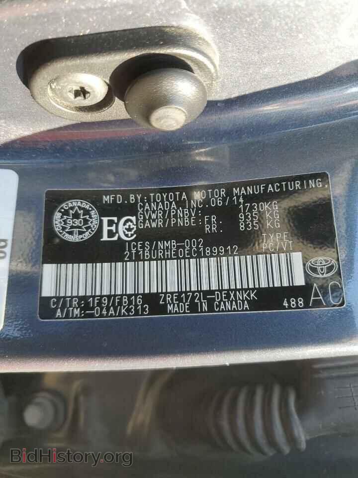 2014 TOYOTA COROLLA - VIN: 2T1BURHE0EC189912 - Фото 12