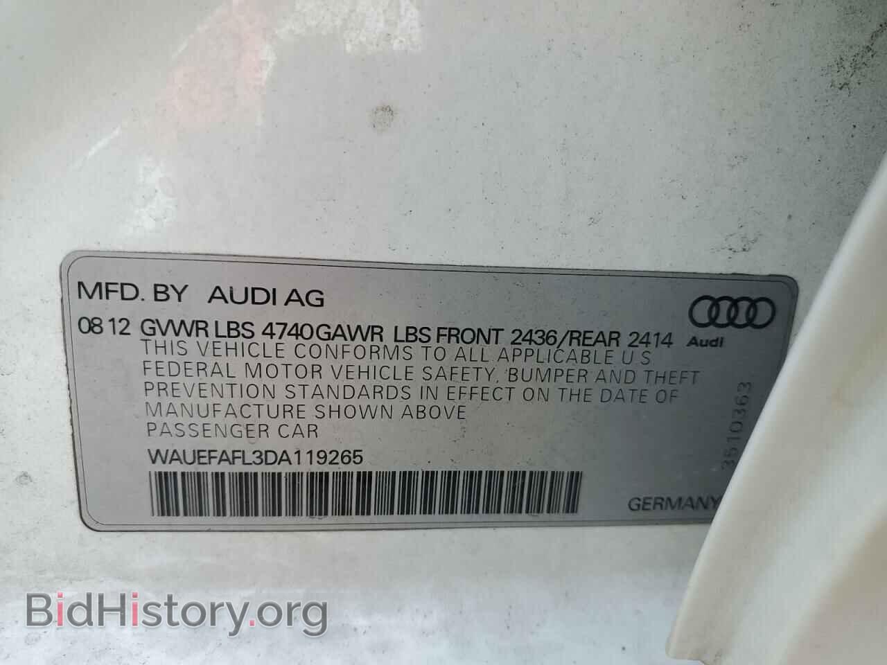 2013 AUDI A4 - VIN: WAUEFAFL3DA119265 - Фото 10