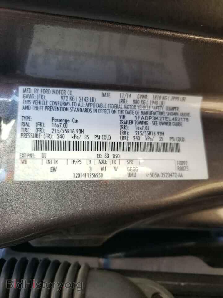 2014 FORD FOCUS - VIN: 1FADP3K27EL452178 - Фото 10