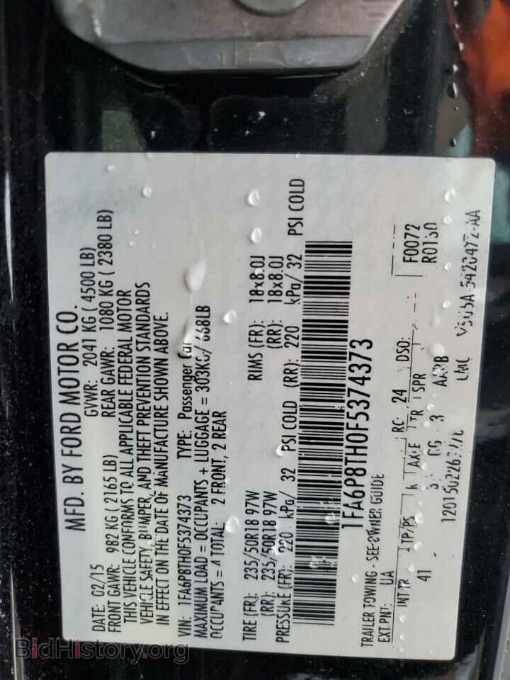 2015 FORD ALL Models - VIN: 1FA6P8TH0F5374373 - Фото 12