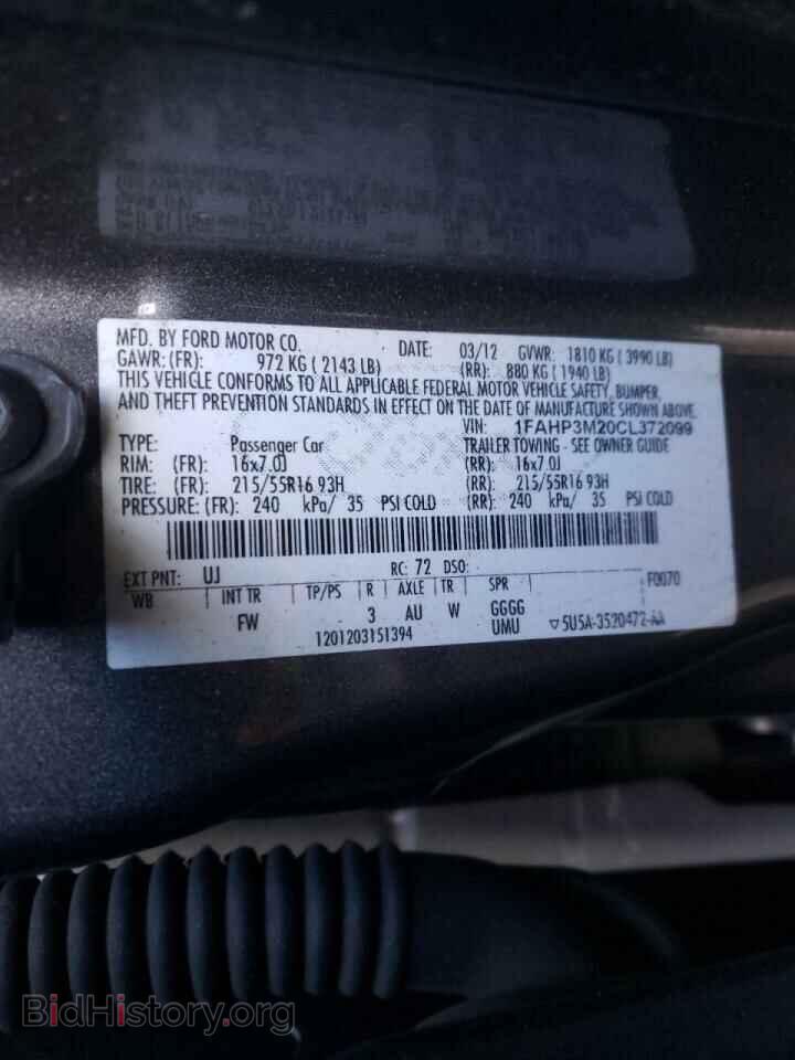 2012 FORD FOCUS - VIN: 1FAHP3M20CL372099 - Фото 10