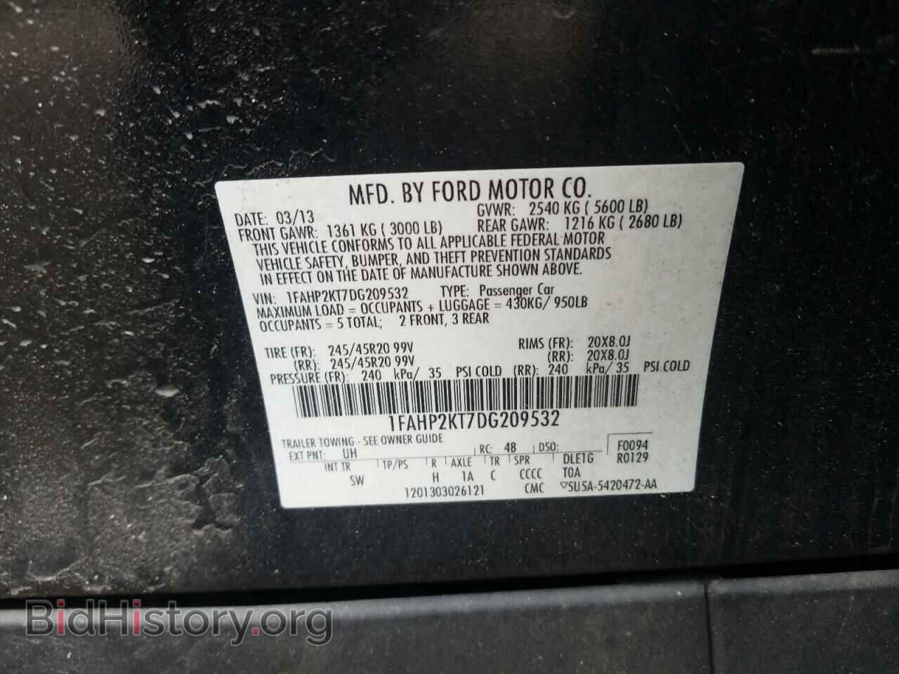 2013 FORD TAURUS - VIN: 1FAHP2KT7DG209532 - Фото 10