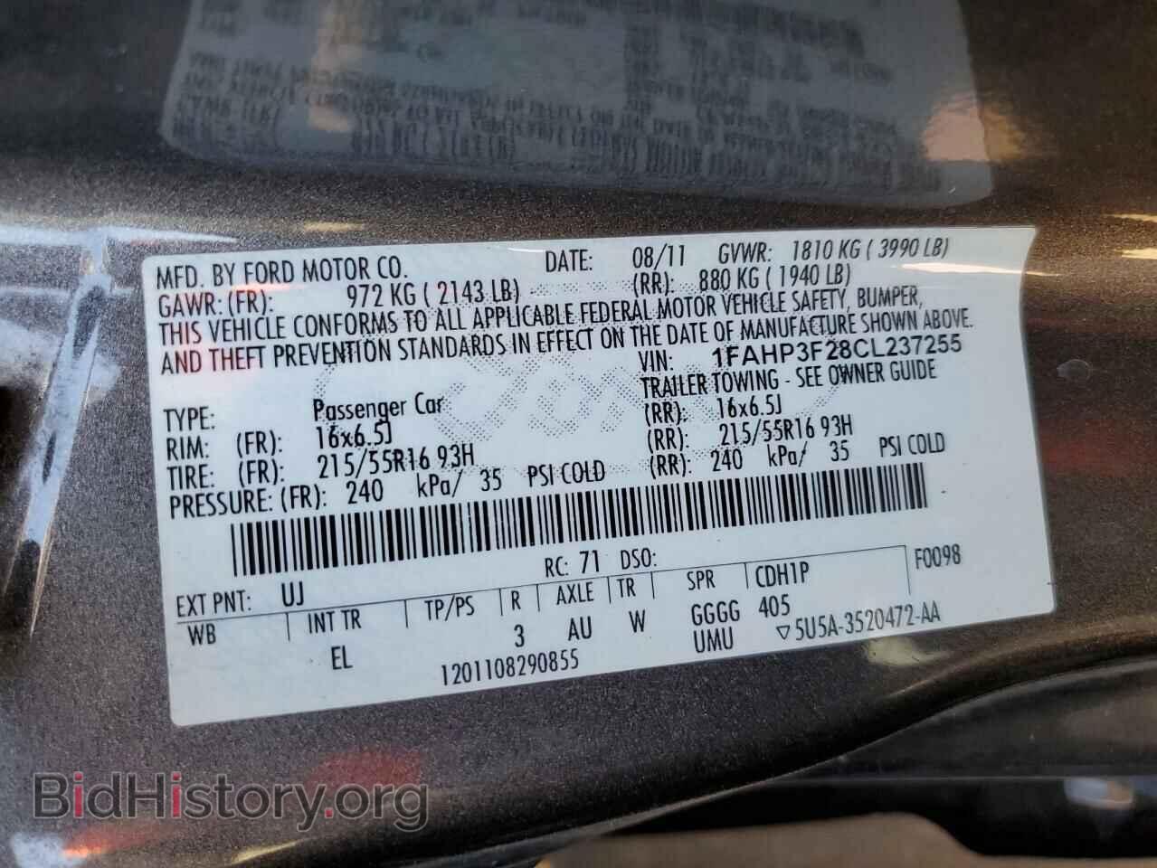 2012 FORD ALL Models - VIN: 1FAHP3F28CL237255 - Photo 12
