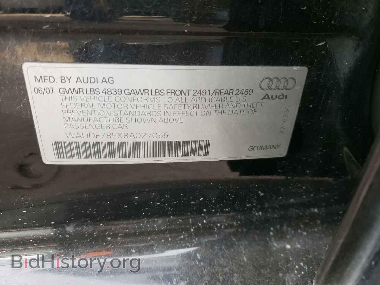 2008 AUDI A4 - VIN: WAUDF78EX8A027055 - Фото 10