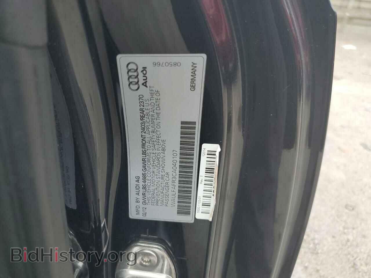 2012 AUDI A5 - VIN: WAULFAFR3CA040107 - Photo 10