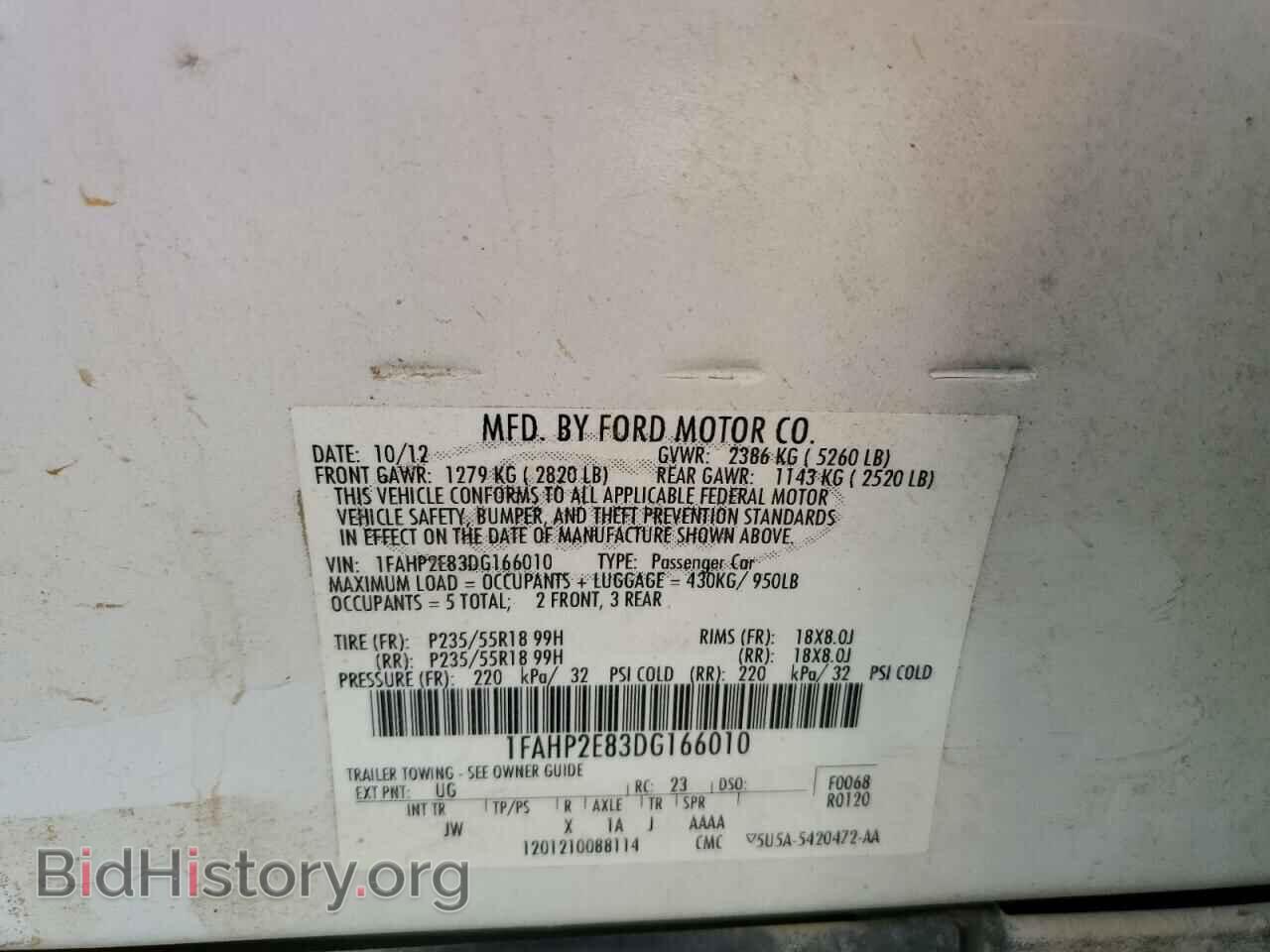 2013 FORD TAURUS - VIN: 1FAHP2E83DG166010 - Фото 10