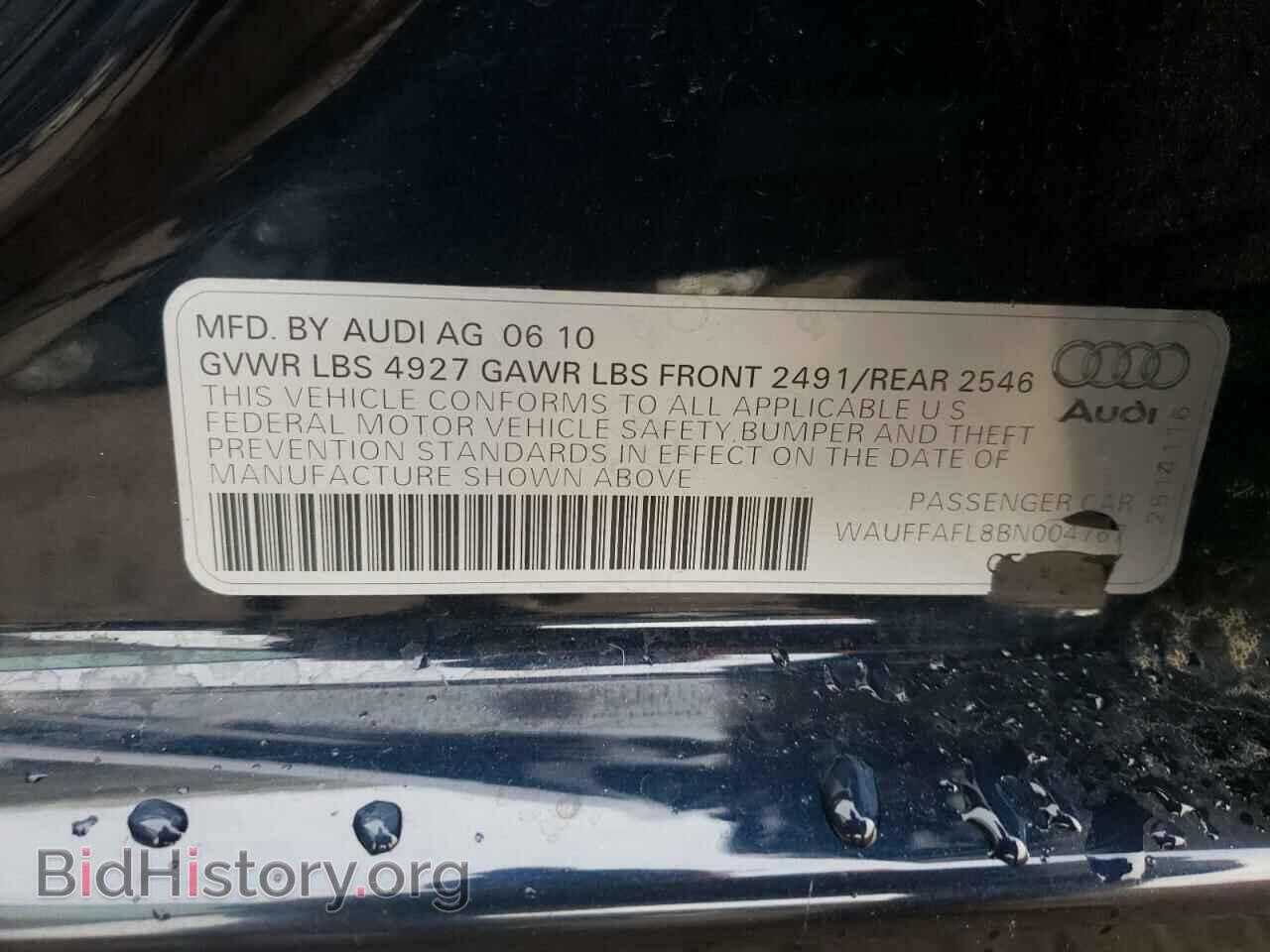 2011 AUDI A4 - VIN: WAUFFAFL8BN004767 - Фото 10