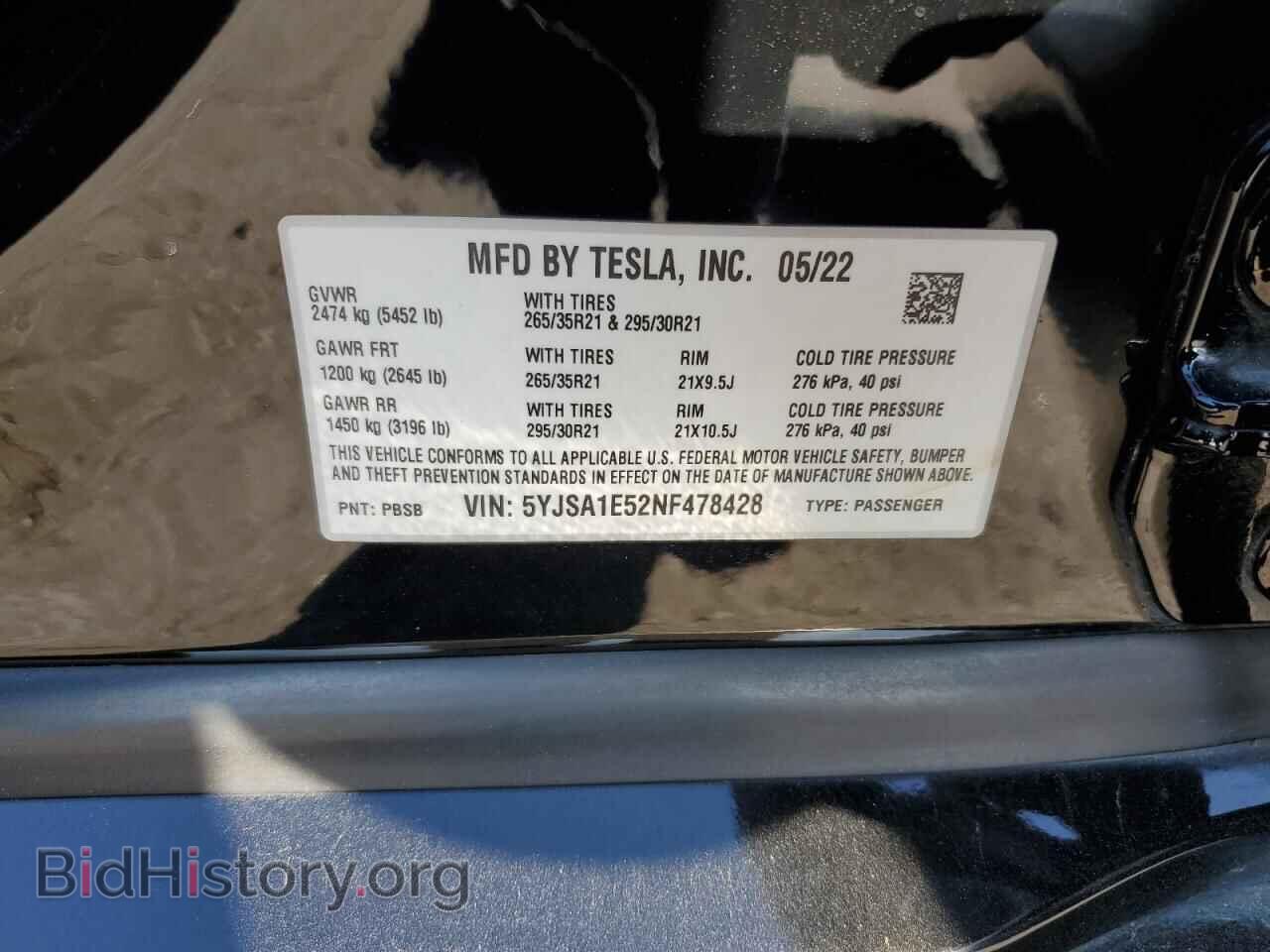 2022 TESLA MODEL S - VIN: 5YJSA1E52NF478428 - Photo 12