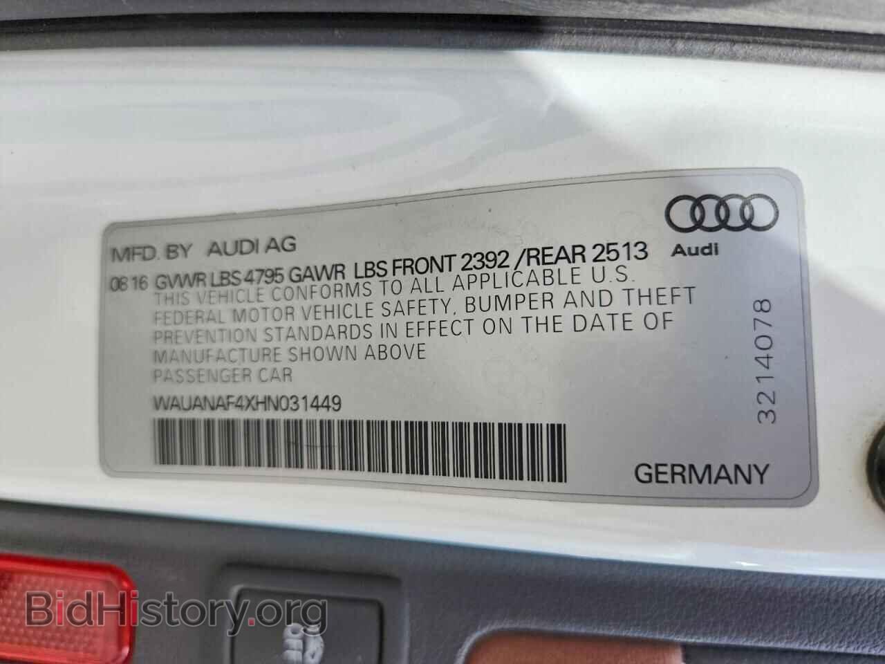 2017 AUDI A4 - VIN: WAUANAF4XHN031449 - Photo 12