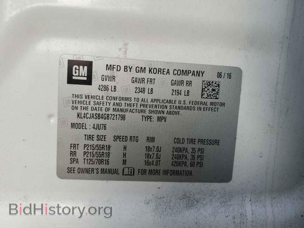 2016 BUICK ENCORE - VIN: KL4CJASB4GB721798 - Фото 10