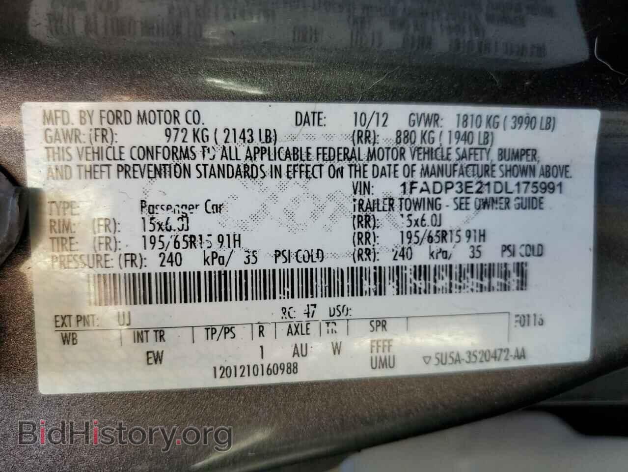 2013 FORD FOCUS - VIN: 1FADP3E21DL175991 - Фото 12