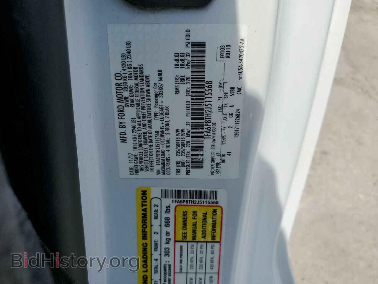2018 FORD ALL Models - VIN: 1FA6P8TH2J5115568 - Photo 12