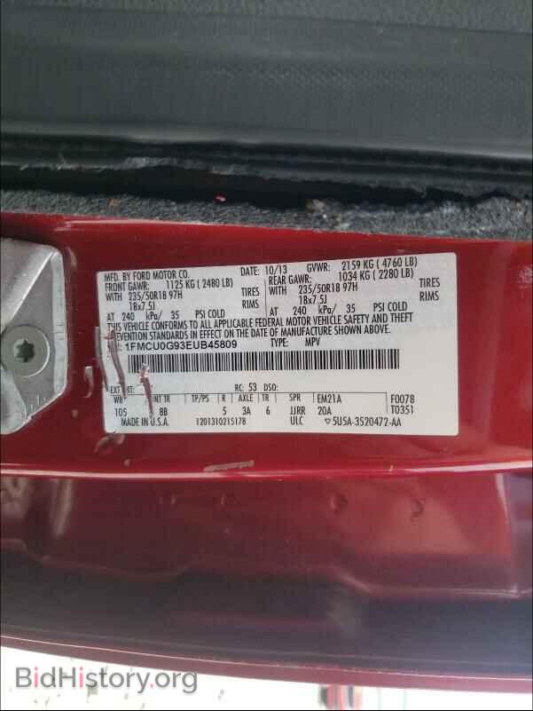 2014 FORD ESCAPE - VIN: 1FMCU0G93EUB45809 - Фото 10