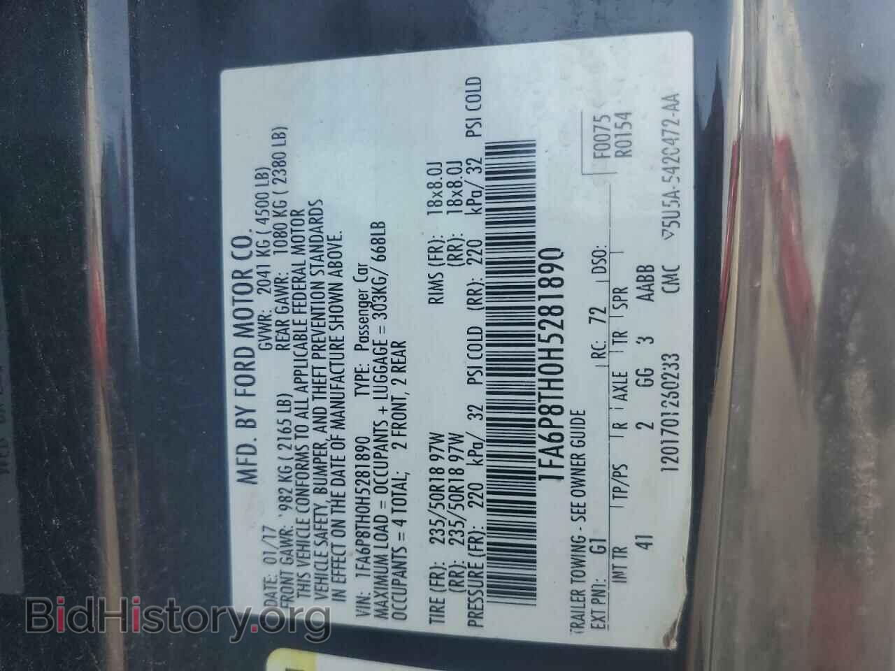 2017 FORD ALL Models - VIN: 1FA6P8TH0H5281890 - Photo 12