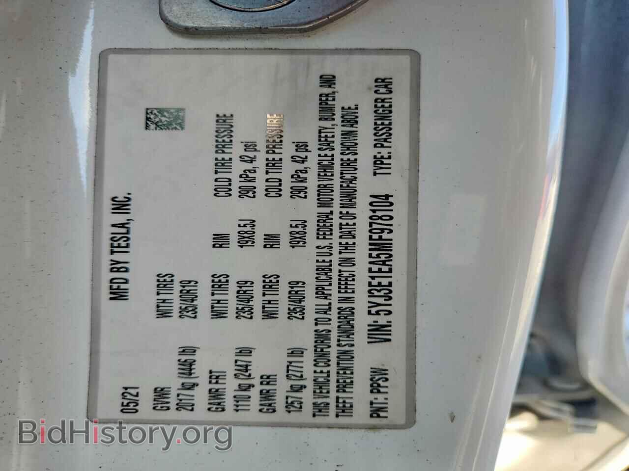 2021 TESLA MODEL 3 - VIN: 5YJ3E1EA5MF978104 - Фото 12